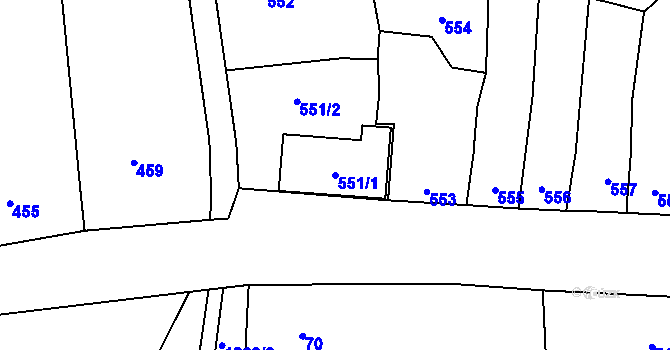 Parcela st. 551/1 v KÚ Viničné Šumice, Katastrální mapa