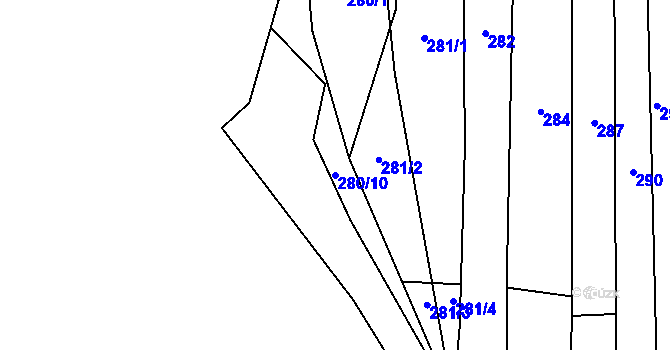 Parcela st. 280/10 v KÚ Viničné Šumice, Katastrální mapa