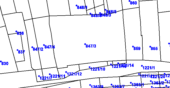 Parcela st. 847/3 v KÚ Viničné Šumice, Katastrální mapa