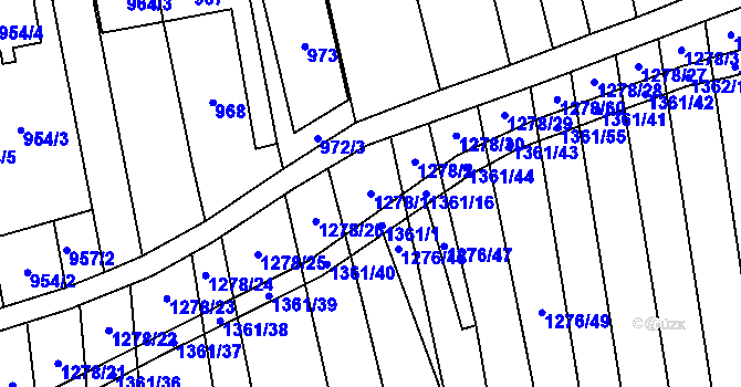 Parcela st. 1278/1 v KÚ Viničné Šumice, Katastrální mapa