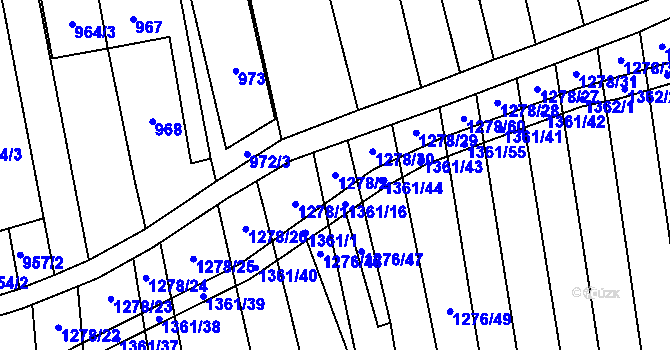 Parcela st. 1278/2 v KÚ Viničné Šumice, Katastrální mapa