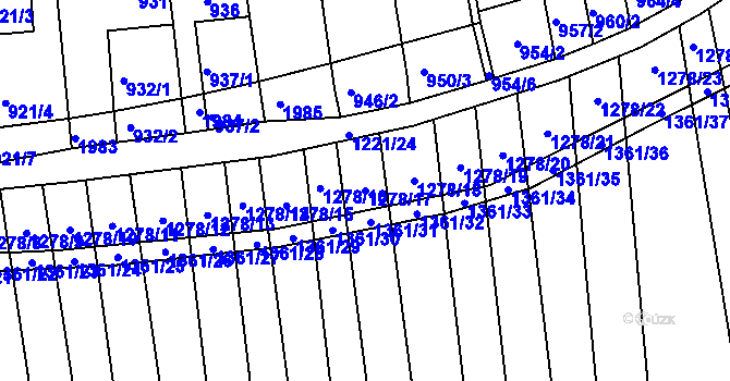 Parcela st. 1278/17 v KÚ Viničné Šumice, Katastrální mapa