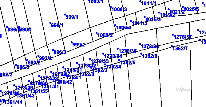 Parcela st. 1278/34 v KÚ Viničné Šumice, Katastrální mapa