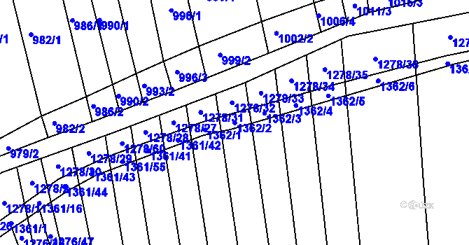 Parcela st. 1362/2 v KÚ Viničné Šumice, Katastrální mapa