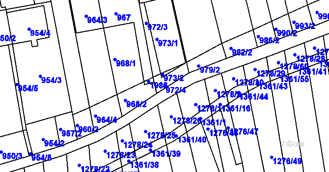 Parcela st. 972/4 v KÚ Viničné Šumice, Katastrální mapa