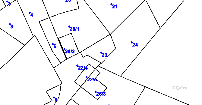 Parcela st. 23 v KÚ Vinoř, Katastrální mapa