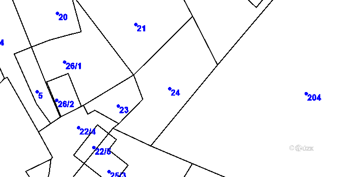 Parcela st. 24 v KÚ Vinoř, Katastrální mapa