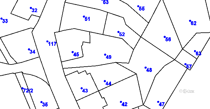Parcela st. 49 v KÚ Vinoř, Katastrální mapa