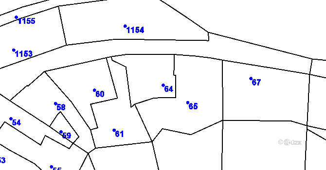 Parcela st. 64 v KÚ Vinoř, Katastrální mapa