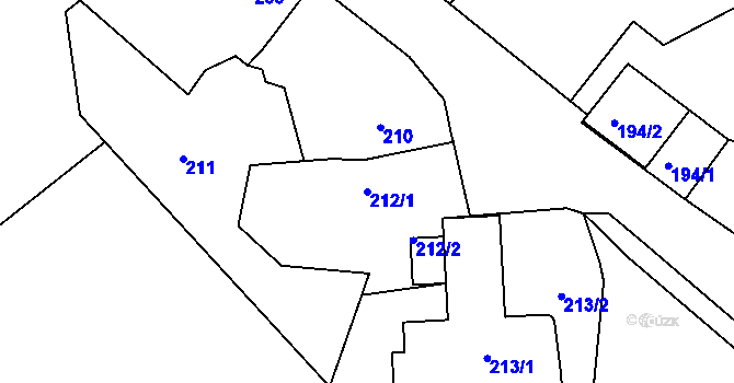 Parcela st. 212/1 v KÚ Vinoř, Katastrální mapa