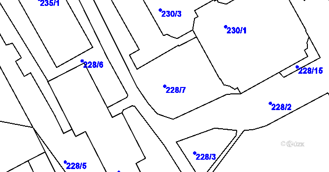 Parcela st. 228/7 v KÚ Vinoř, Katastrální mapa