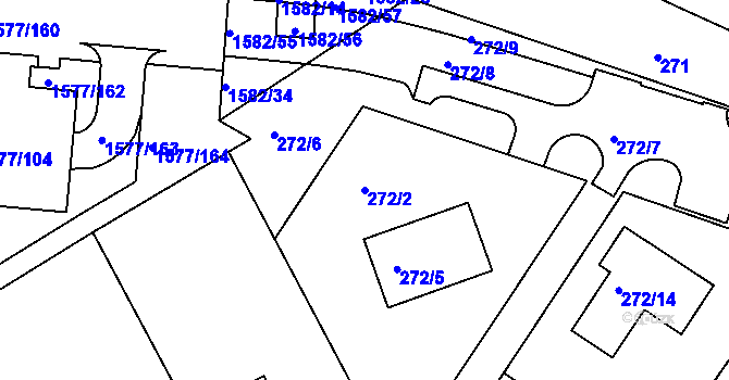 Parcela st. 272/2 v KÚ Vinoř, Katastrální mapa