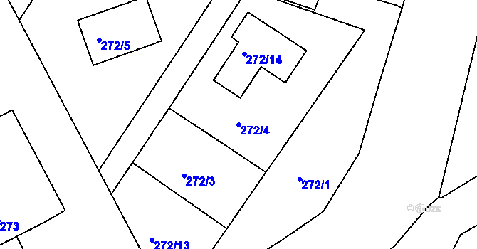 Parcela st. 272/4 v KÚ Vinoř, Katastrální mapa