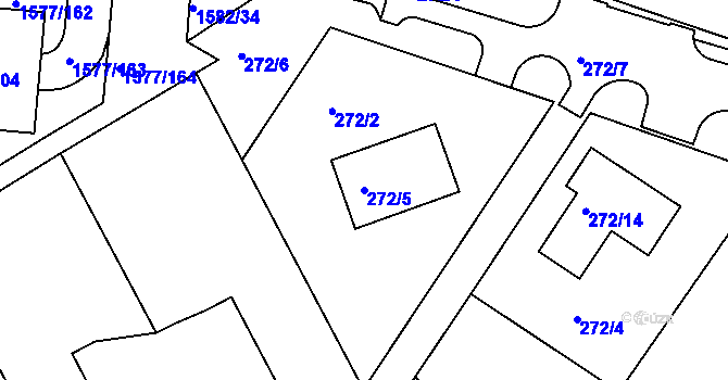 Parcela st. 272/5 v KÚ Vinoř, Katastrální mapa
