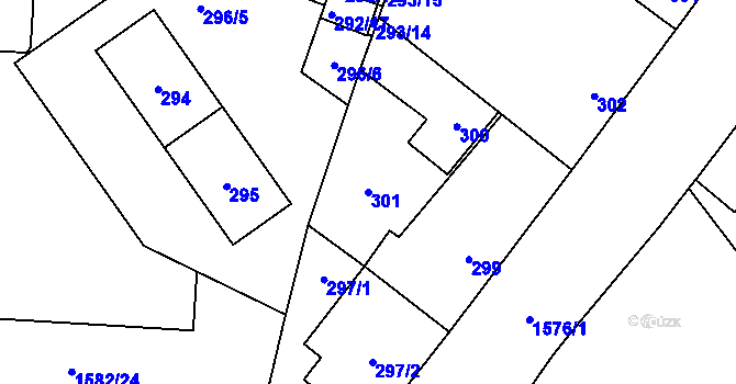 Parcela st. 301 v KÚ Vinoř, Katastrální mapa