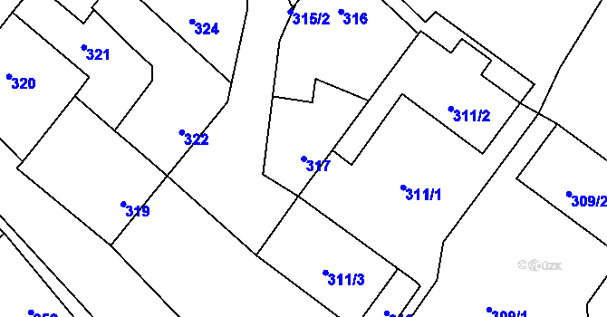 Parcela st. 317 v KÚ Vinoř, Katastrální mapa
