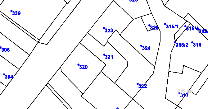 Parcela st. 321 v KÚ Vinoř, Katastrální mapa