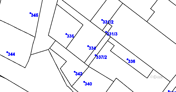 Parcela st. 334 v KÚ Vinoř, Katastrální mapa