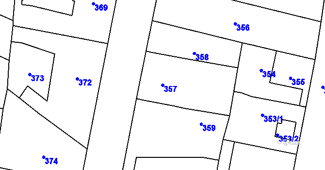 Parcela st. 357 v KÚ Vinoř, Katastrální mapa