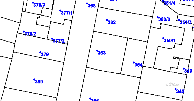 Parcela st. 363 v KÚ Vinoř, Katastrální mapa