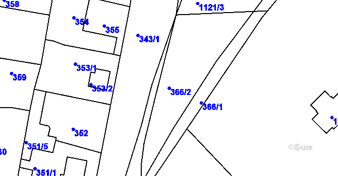 Parcela st. 366/2 v KÚ Vinoř, Katastrální mapa
