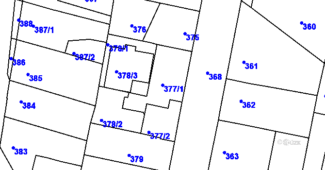 Parcela st. 377/1 v KÚ Vinoř, Katastrální mapa