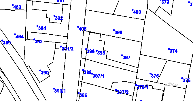 Parcela st. 395 v KÚ Vinoř, Katastrální mapa