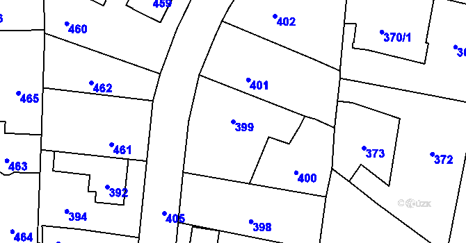 Parcela st. 399 v KÚ Vinoř, Katastrální mapa