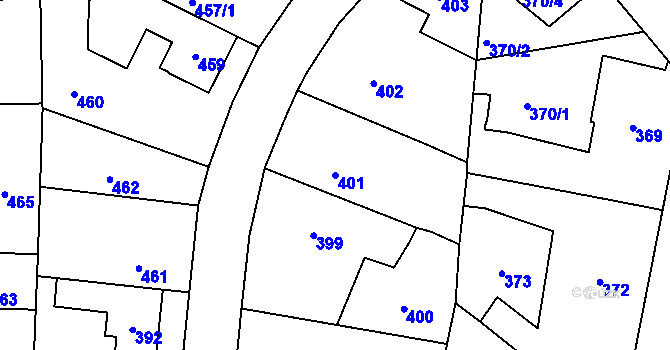 Parcela st. 401 v KÚ Vinoř, Katastrální mapa
