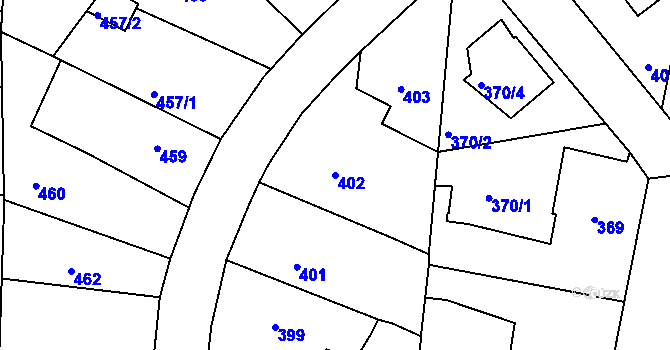 Parcela st. 402 v KÚ Vinoř, Katastrální mapa