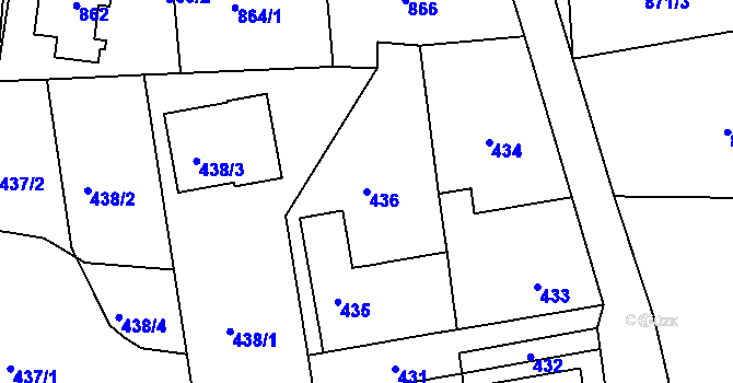 Parcela st. 436 v KÚ Vinoř, Katastrální mapa