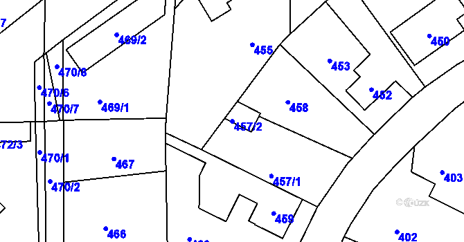 Parcela st. 457/2 v KÚ Vinoř, Katastrální mapa