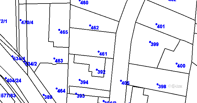 Parcela st. 461 v KÚ Vinoř, Katastrální mapa