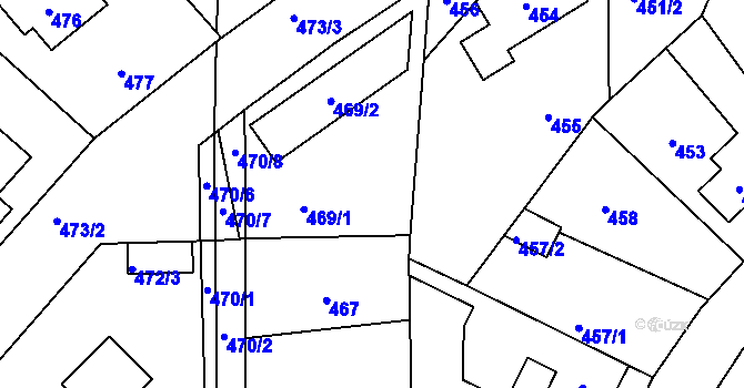 Parcela st. 468 v KÚ Vinoř, Katastrální mapa