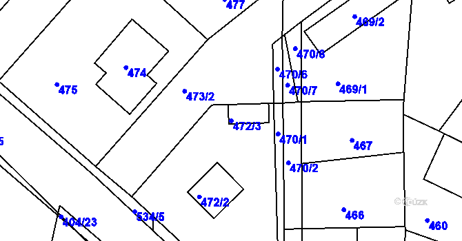 Parcela st. 472/3 v KÚ Vinoř, Katastrální mapa