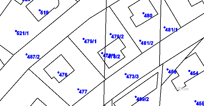 Parcela st. 478/1 v KÚ Vinoř, Katastrální mapa