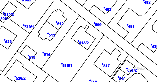 Parcela st. 515/2 v KÚ Vinoř, Katastrální mapa