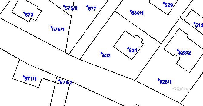 Parcela st. 532 v KÚ Vinoř, Katastrální mapa