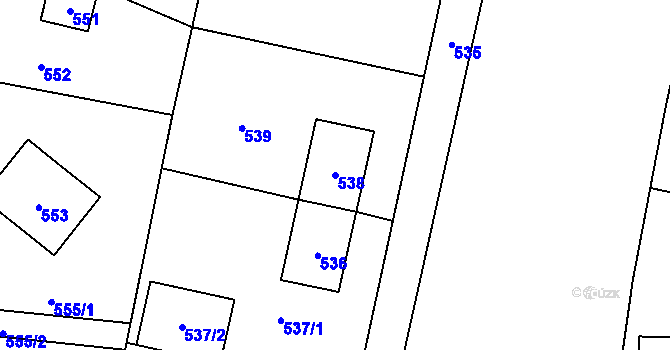 Parcela st. 538 v KÚ Vinoř, Katastrální mapa