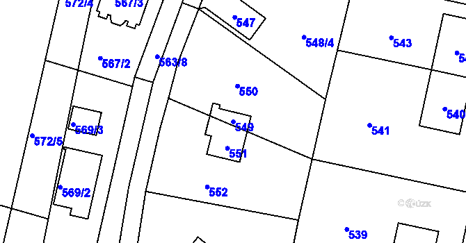 Parcela st. 549 v KÚ Vinoř, Katastrální mapa