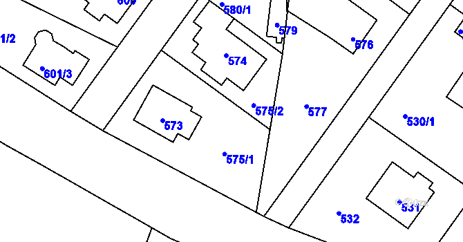 Parcela st. 575 v KÚ Vinoř, Katastrální mapa