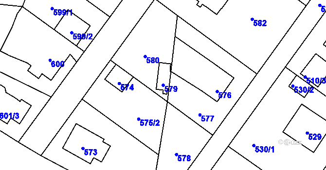 Parcela st. 579 v KÚ Vinoř, Katastrální mapa