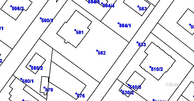 Parcela st. 582 v KÚ Vinoř, Katastrální mapa
