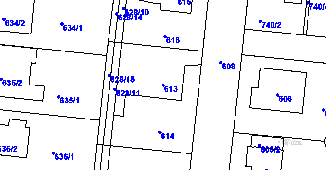 Parcela st. 613 v KÚ Vinoř, Katastrální mapa