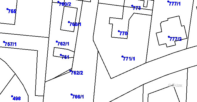 Parcela st. 769/1 v KÚ Vinoř, Katastrální mapa