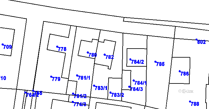 Parcela st. 782 v KÚ Vinoř, Katastrální mapa