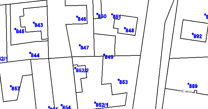 Parcela st. 849 v KÚ Vinoř, Katastrální mapa