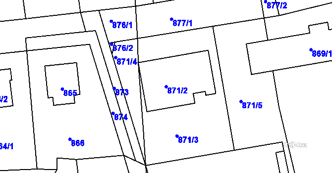 Parcela st. 871/2 v KÚ Vinoř, Katastrální mapa