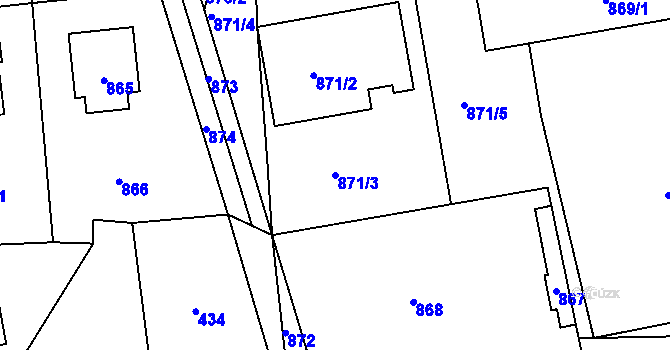 Parcela st. 871/3 v KÚ Vinoř, Katastrální mapa