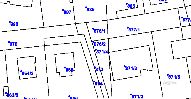 Parcela st. 871/4 v KÚ Vinoř, Katastrální mapa